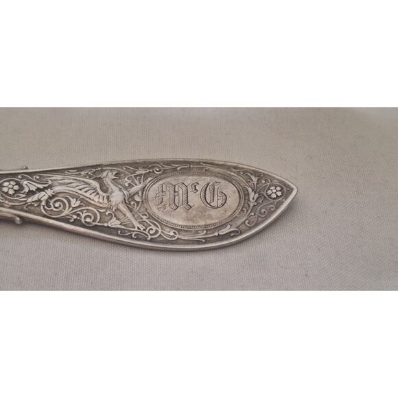 Antique Whiting Sterling Silver “Arabesque” Spoon 1875 Roehm & Wright 6.75" - Picture 8 of 9